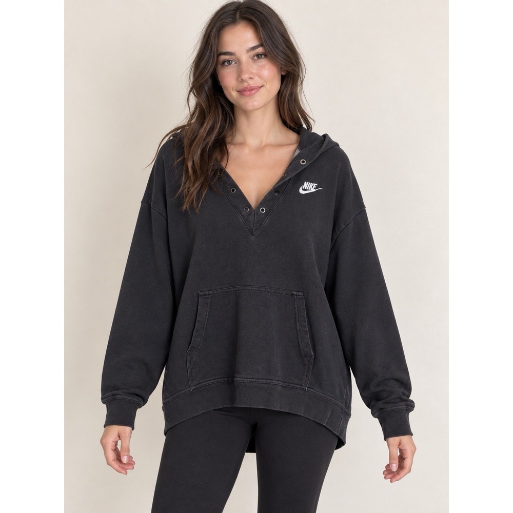 Nike Sportswear Club Lace-Up Hoodie Women's Small Black 929531-010